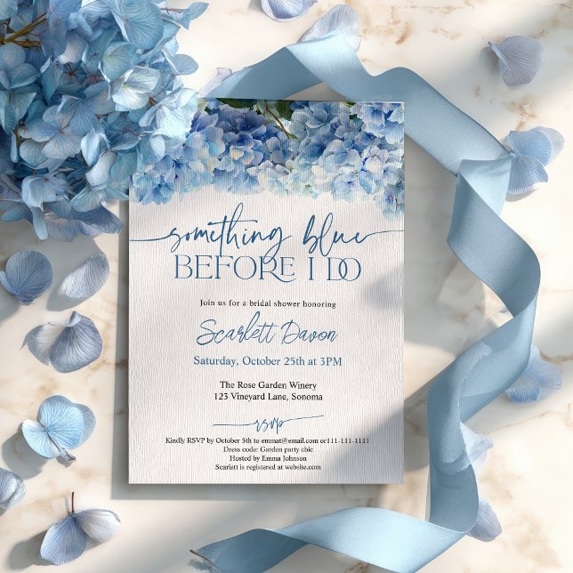 Something Blue Before I Do Blue Hydrangea Bridal Invitation (Something Blue Before I Do Blue Hydrangea Bridal Invitation)