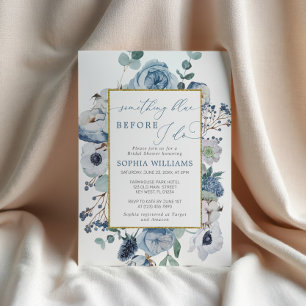 Something Blue Before I Do Blue Rose Bridal Shower Invitation