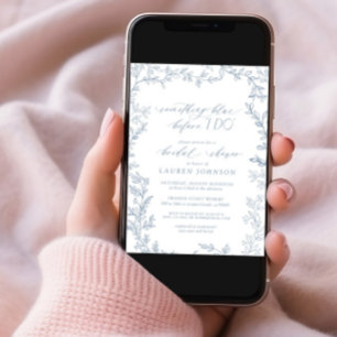 Something Blue Before I Do Botanical Bridal Shower Invitation