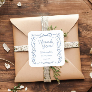 Something Blue Before I Do Bow Bridal Shower Favou Square Sticker