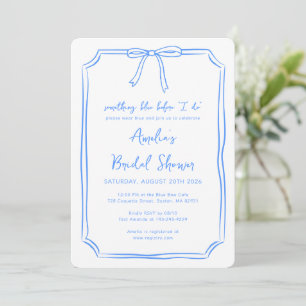"Something Blue Before I do" Bow Bridal Shower Invitation