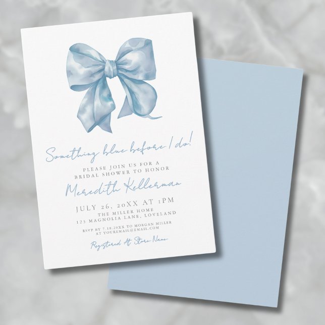 Something Blue Before I Do Bow Bridal Shower Invitation (Something Blue Before I Do Bow Bridal Shower Invitation)