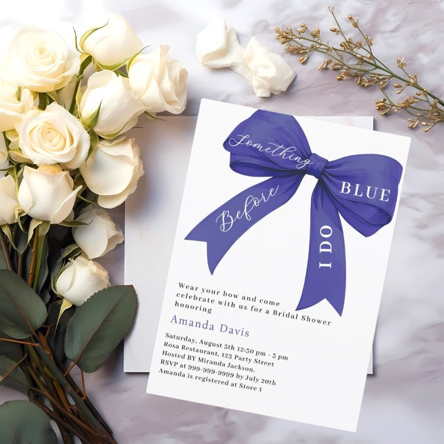 Something blue before I do bow Bridal Shower Invitation (Creator Uploaded)