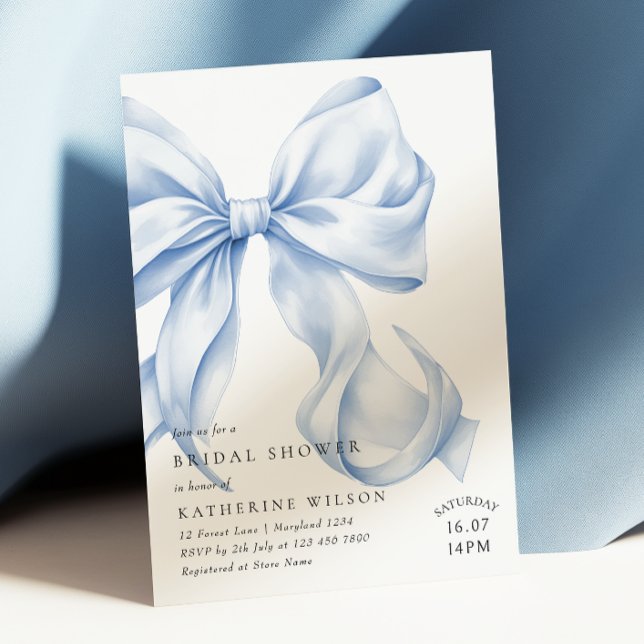 Something Blue Before I Do Bow Bridal Shower Invitation (Creator Uploaded)