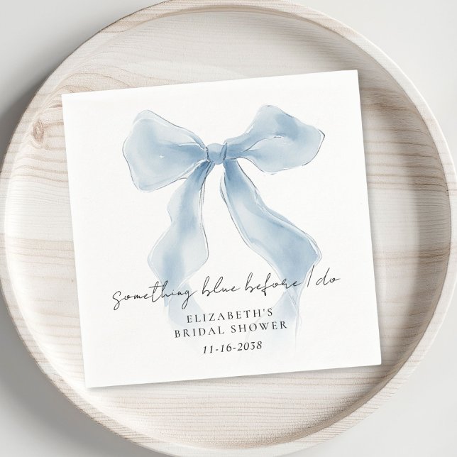 Something Blue Before I Do Bow Bridal Shower Napkin (Something Blue Before I Do Bow Bridal Shower Napkins)