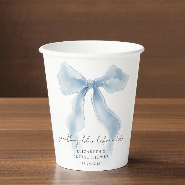 Something Blue Before I Do Bow Bridal Shower Paper Cups (Something Blue Before I Do Bow Bridal Shower Paper Cups)
