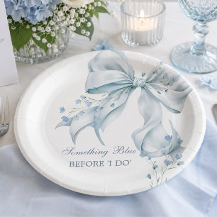 Something Blue Before I Do Bow Bridal Shower Paper Plate