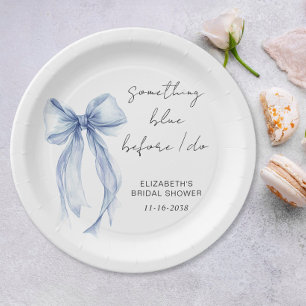 Something Blue Before I Do Bow Bridal Shower Paper Plate
