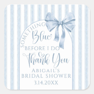 Something Blue Before I Do Bow Thank you Square Sticker