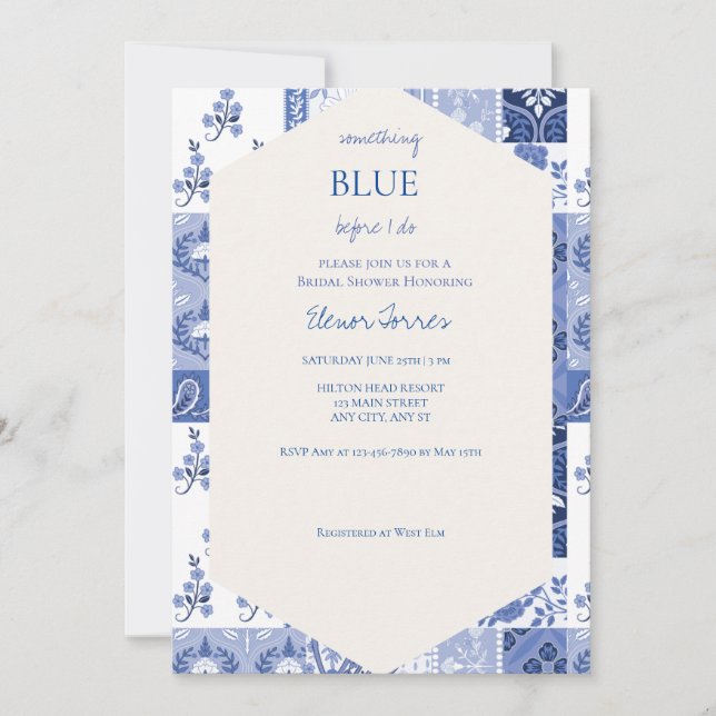Something Blue Before I do Bridal Invitation  (Front)