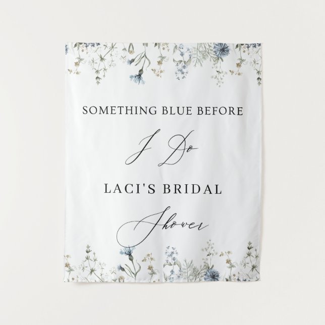 Something Blue Before I Do Bridal Shower Backdrop  Tapestry (Front)