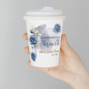 Something Blue Before I Do Bridal Shower Floral Paper Cups