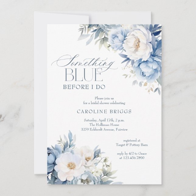Something Blue Before I Do Bridal Shower Invitation (Front)