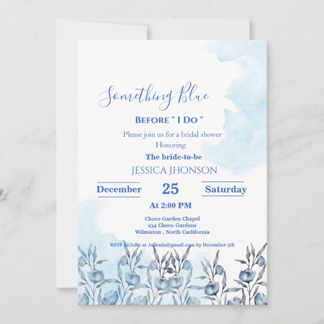 Something blue before i do bridal shower invitation (Front)