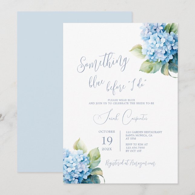 Something Blue Before I Do Bridal Shower  Invitation (Front/Back)
