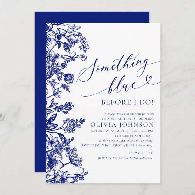 Something Blue Before I do Bridal Shower Invite (Front/Back)