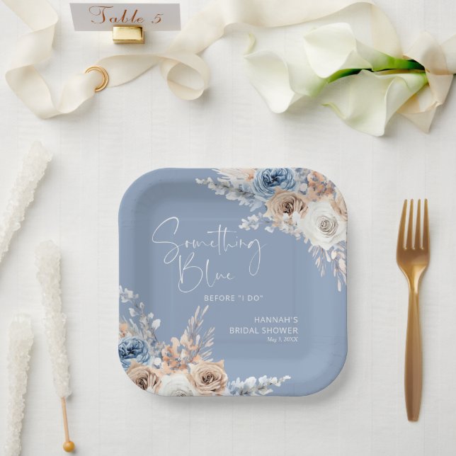 Something Blue Before I Do Bridal Shower Paper Plate (Wedding)