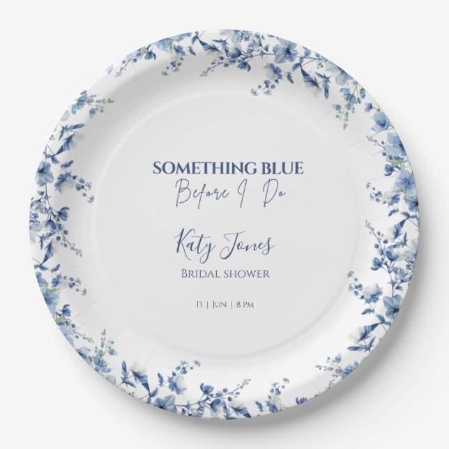 Something Blue Before I Do Bridal Shower  Paper Plate (Front)
