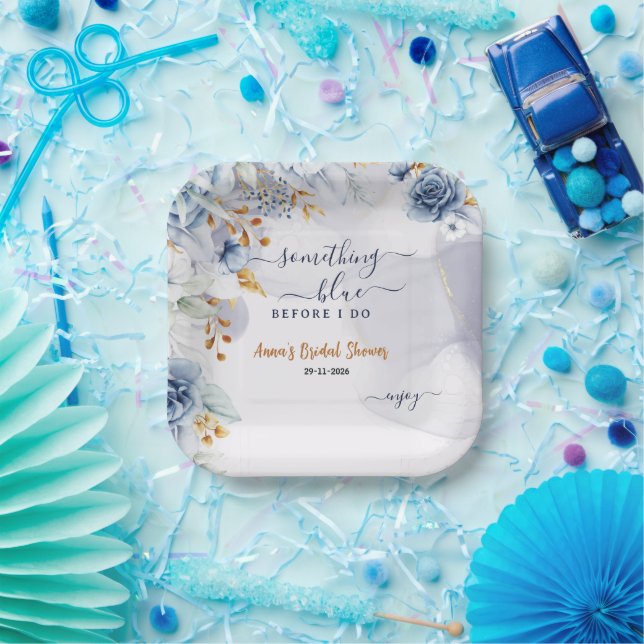Something Blue Before I Do Bridal Shower Party Paper Plate (Party)