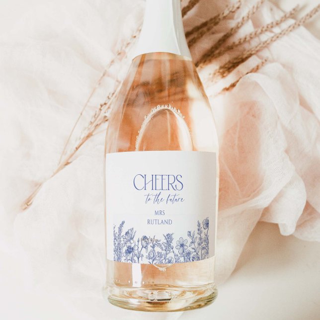 Something Blue Before I do Bridal Shower  Sparkling Wine Label (Creator Uploaded)