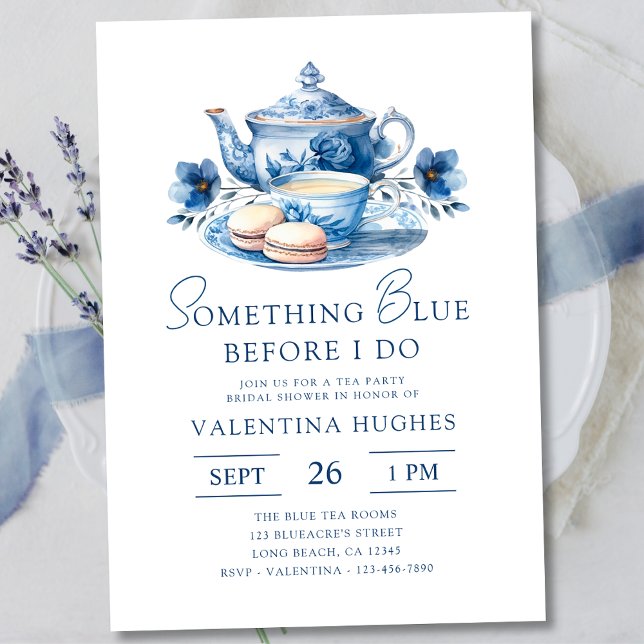 Something Blue Before I Do Bridal Shower Tea Party Invitation (Creator Uploaded)
