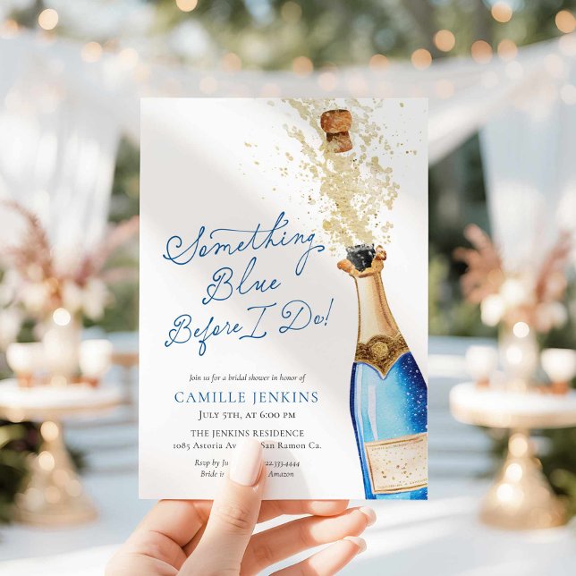 Something Blue Before I do Brunch Bridal Shower Invitation (Something Blue Before I do! Champagne Bridal Brunch Invitation)
