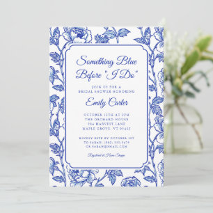 Something Blue Before I Do Chinoiserie Floral Invitation