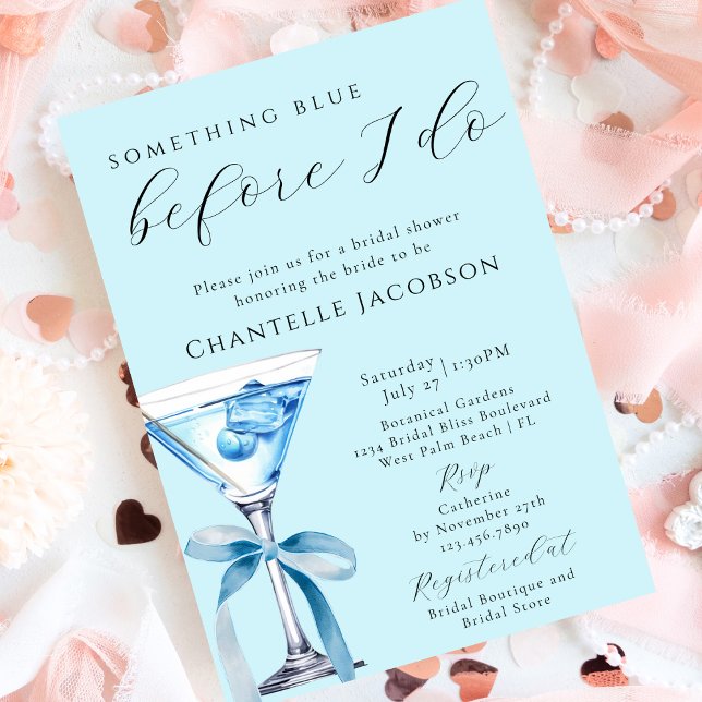Something Blue Before I Do Cocktail Bridal Shower Invitation (Creator Uploaded)