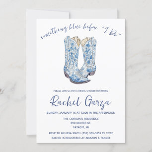 Something Blue before I Do! Cowboy  Bridal Shower Invitation