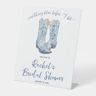 Something Blue before I Do! Cowboy Bridal Shower Pedestal Sign