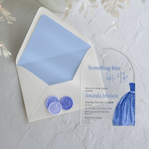 Something Blue Before I Do Dress Bridal Shower Acrylic Invitations