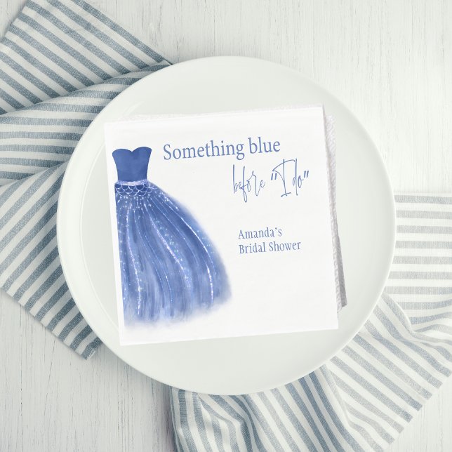 Something Blue Before I Do Dress Bridal Shower Napkin (Creator Uploaded)