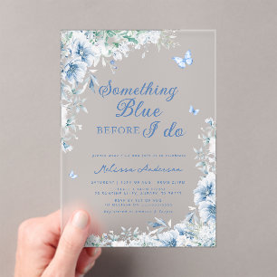 Something Blue Before I do Elegant Bridal Shower Acrylic Invitations