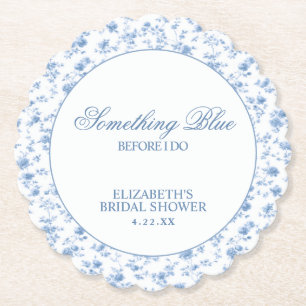 Something Blue Before I Do Elegant Bridal Shower Paper Coaster