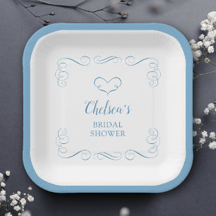 Something Blue Before I Do Elegant Bridal Shower Paper Plate