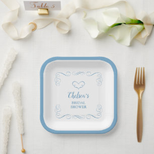 Something Blue Before I Do Elegant Bridal Shower Paper Plate