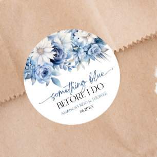 Something Blue Before I Do Floral Bridal Shower Classic Round Sticker