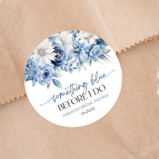 Something Blue Before I Do Floral Bridal Shower Classic Round Sticker