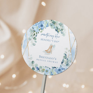 Something Blue Before I Do Floral Bridal Shower Classic Round Sticker