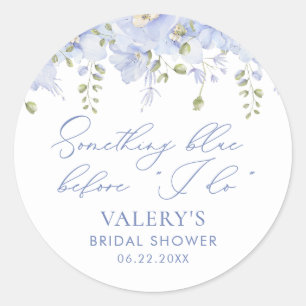 Something Blue Before I Do Floral Bridal Shower Classic Round Sticker