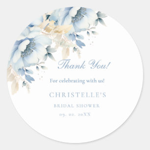 Something blue before i do floral Bridal shower Classic Round Sticker