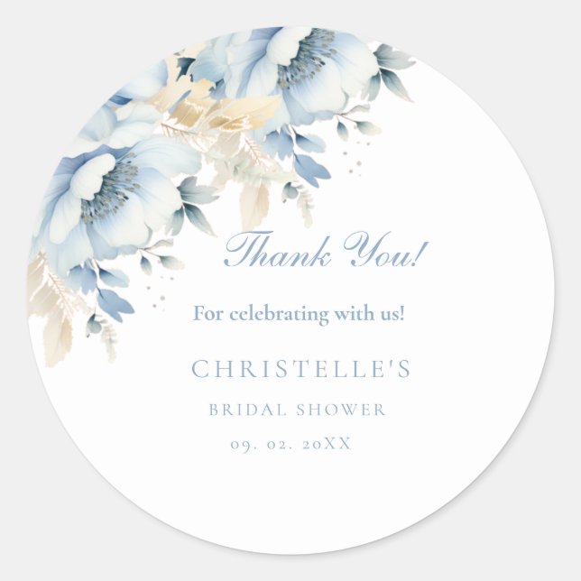 Something blue before i do floral Bridal shower Classic Round Sticker (Front)
