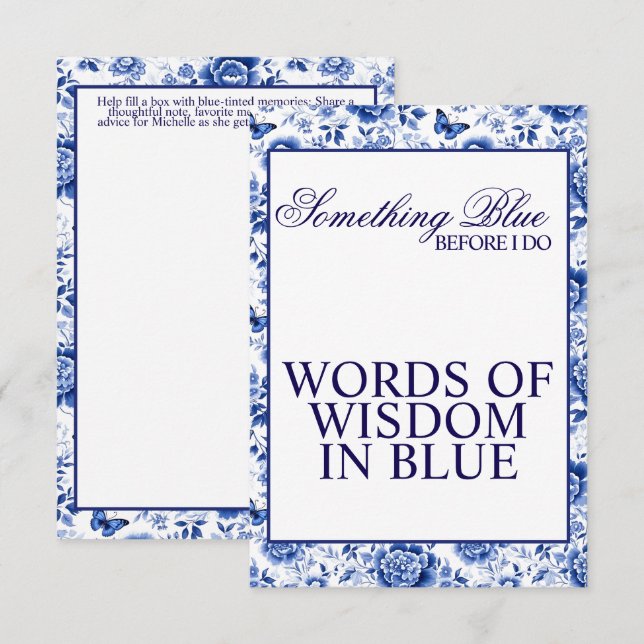 Something Blue Before I Do Floral Bridal Shower  Enclosure Card (Front/Back)