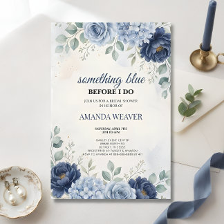 Something Blue Before I Do Floral Bridal Shower I Thank You Card