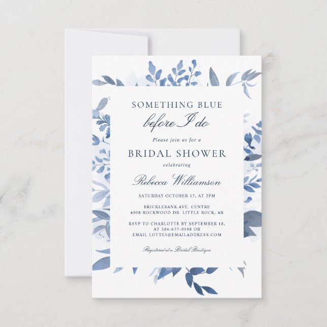 Something Blue Before I Do Floral Bridal Shower Invitation (Front)