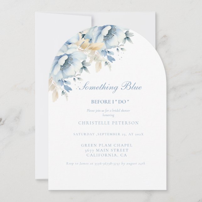 Something blue before i do floral Bridal shower Invitation (Front)