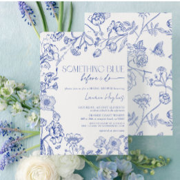 Something Blue Before I Do Floral Bridal Shower Invitation