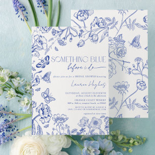 Something Blue Before I Do Floral Bridal Shower Invitation
