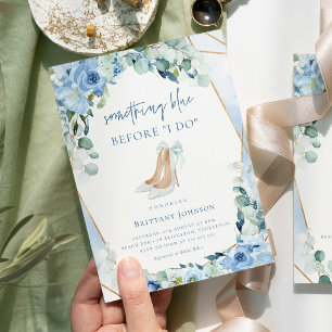 Something Blue Before I Do Floral Bridal Shower Invitation