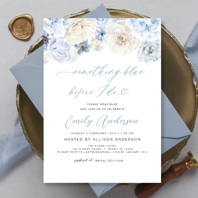 Something Blue Before I Do Floral Bridal Shower Invitation (Creator Uploaded)